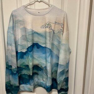 Women long sleeve t shirt 2XL, North Carolina Together water colors, poly cotton